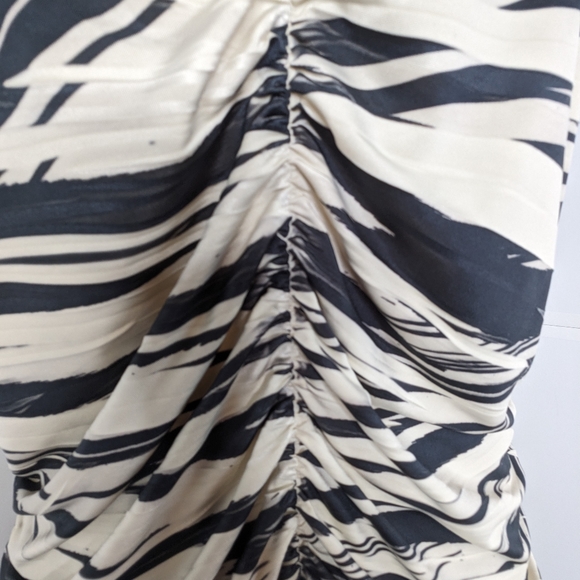 Wet Seal NWT Zebra mesh ruched one shoulder dress 3XL black cream - Picture 6 of 17